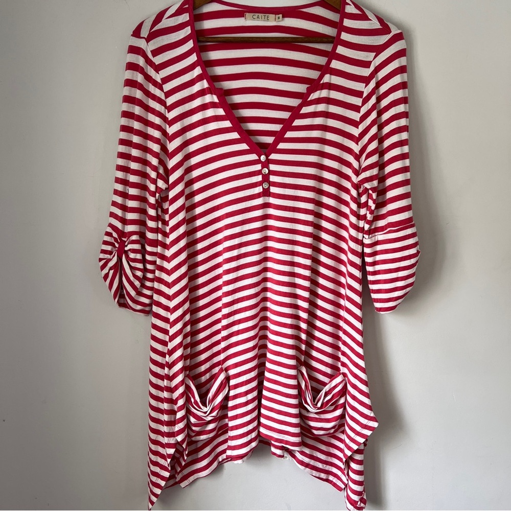 Caite Top Tunic Casual Stripes Womens Size Medium
